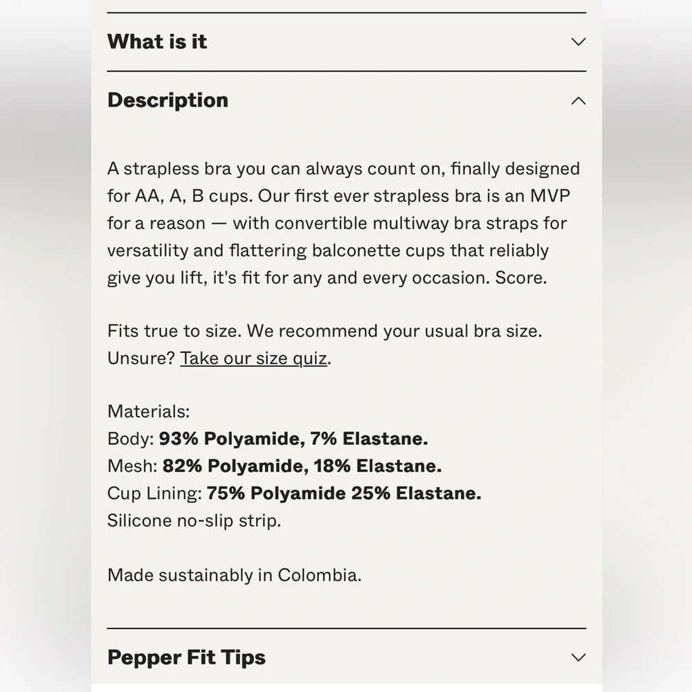 Pepper Bra MVP Multiway Strapless Bra | Ecru 34A S - Picture 9 of 11